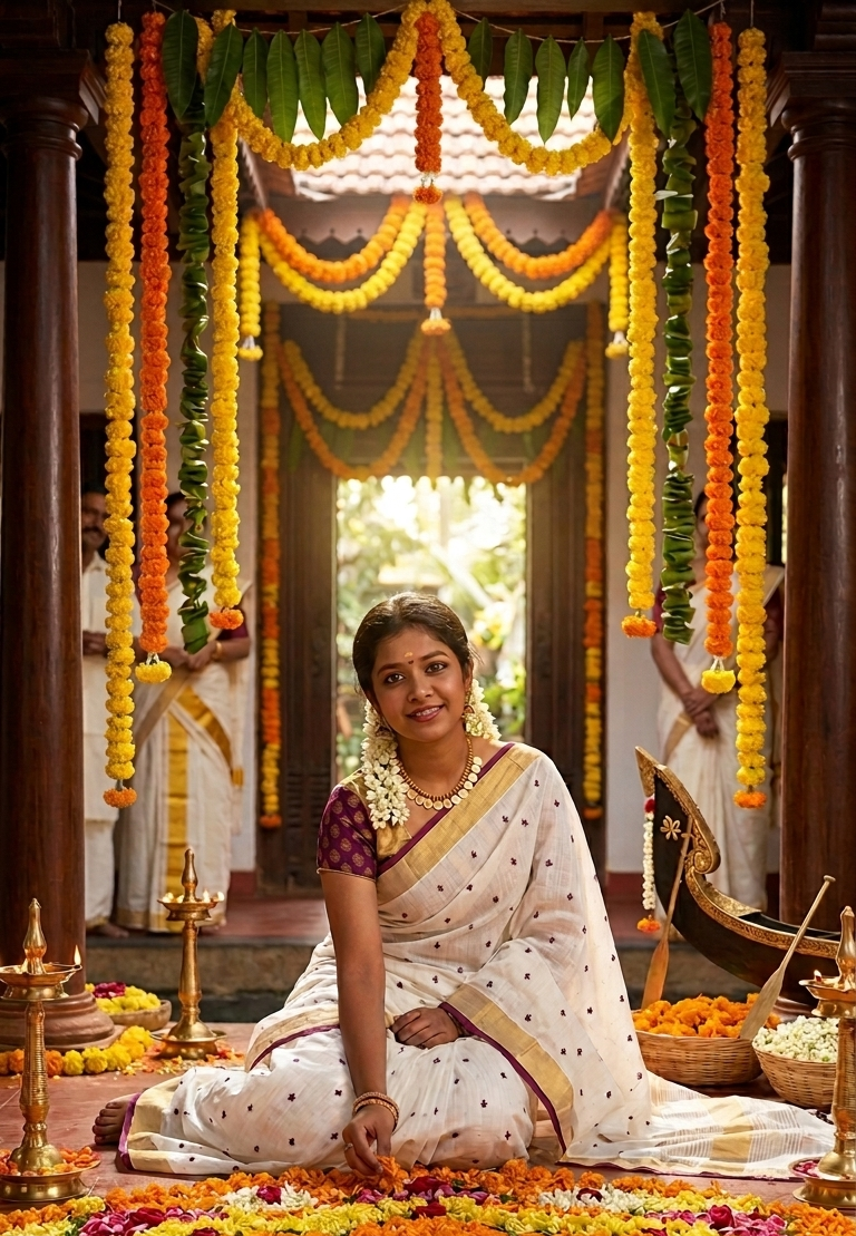 White and wine linen saree with thread embroidery and gold zari border