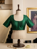 Emerald Green Silk Sleeved Blouse  | The Saree Shop