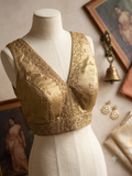 Antique Gold Zardozi-Border Blouse | The Saree Shop