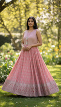 Rosewater Bloom Embellished Anarkali Gown